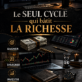 Femme élégante et confiante observant des graphiques financiers montrant la croissance de sa richesse.