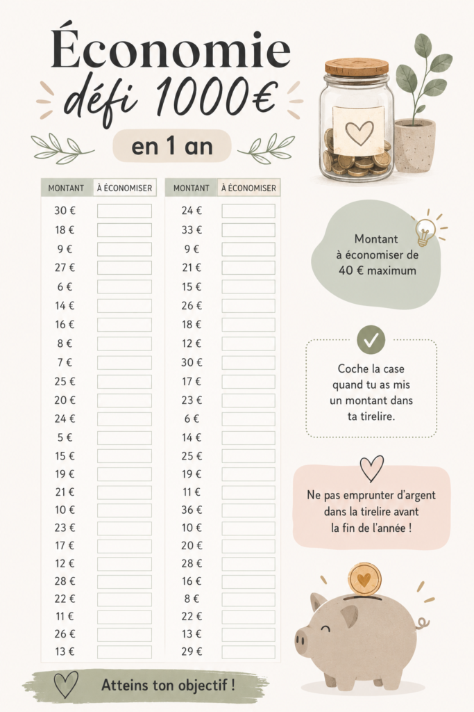 Image montrant une femme heureuse avec une tirelire, symbolisant l'épargne de 1000€.