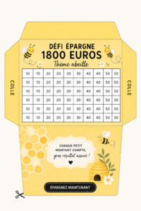 Un groupement d'enveloppes à thème apicole, avec des abeilles dessinées, en représentant l'idée d'économies.
