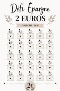 Une tirelire pleine de billets de 2€ pour illustrer le défi d'épargne
