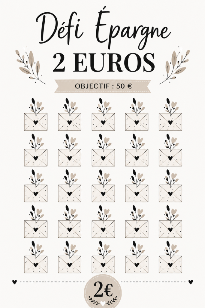 Une tirelire pleine de billets de 2€ pour illustrer le défi d'épargne