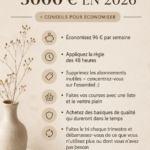 Une femme souriante consulte son budget et planifie des économies pour 2026.