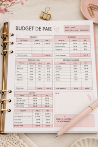Femme souriante devant un tableau de gestion budgétaire