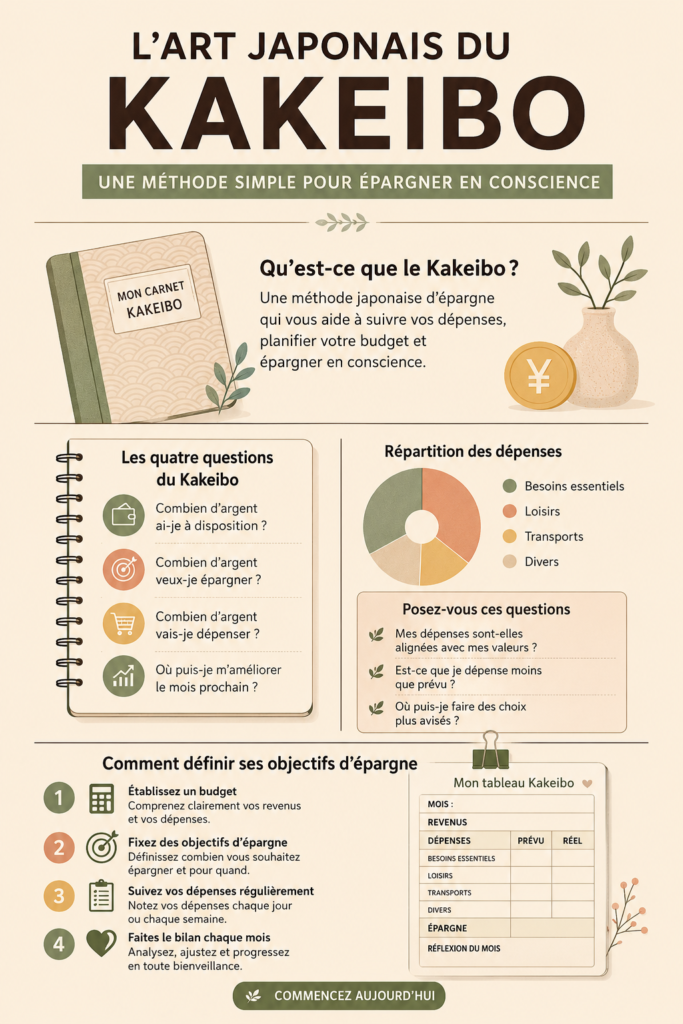Femme utilisant un carnet Kakeibo pour gérer son budget