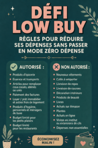 Femme en train de faire du shopping tout en suivant le Low Buy Challenge
