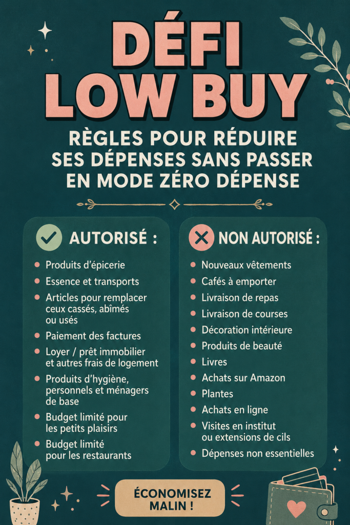 Femme en train de faire du shopping tout en suivant le Low Buy Challenge