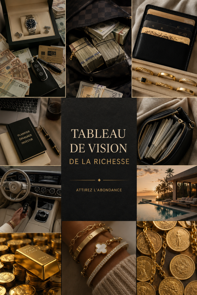 Une femme souriante crée un tableau de vision inspirant pour la prospérité