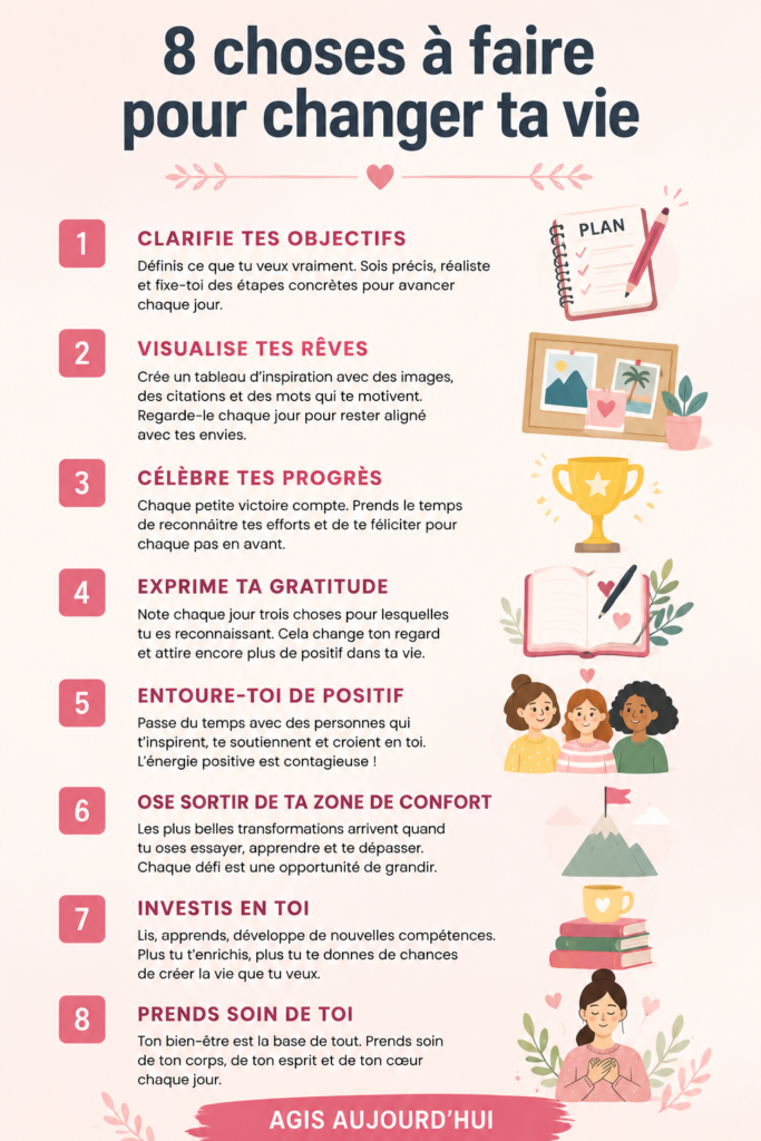 Huit actions qui transforment votre quotidien avec bienveillance