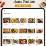 Capture d'écran montrant une liste de recettes organisée dans Notion.