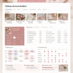 Capture d'écran d'un modèle Notion esthétique en rose pour les étudiantes.