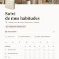 Modèle Notion pour suivre ses habitudes au quotidien, avec des cases à cocher et des catégories personnalisables.