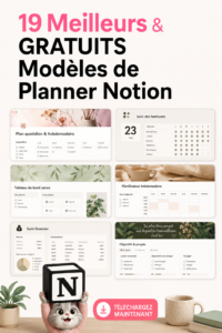 Une capture d'écran d'un modèle de planificateur Notion bien structuré et coloré.