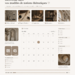 Modèles Notion esthétiques variés, offrant un aperçu de différentes mises en page et designs pour optimiser votre espace de travail.