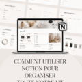Femme travaillant sur son ordinateur avec Notion ouvert, planifiant son emploi du temps.