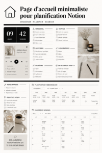 Exemple de page d'accueil minimaliste sur Notion
