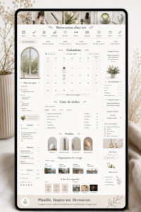 Exemple de planner Notion esthétique avec des éléments de design colorés
