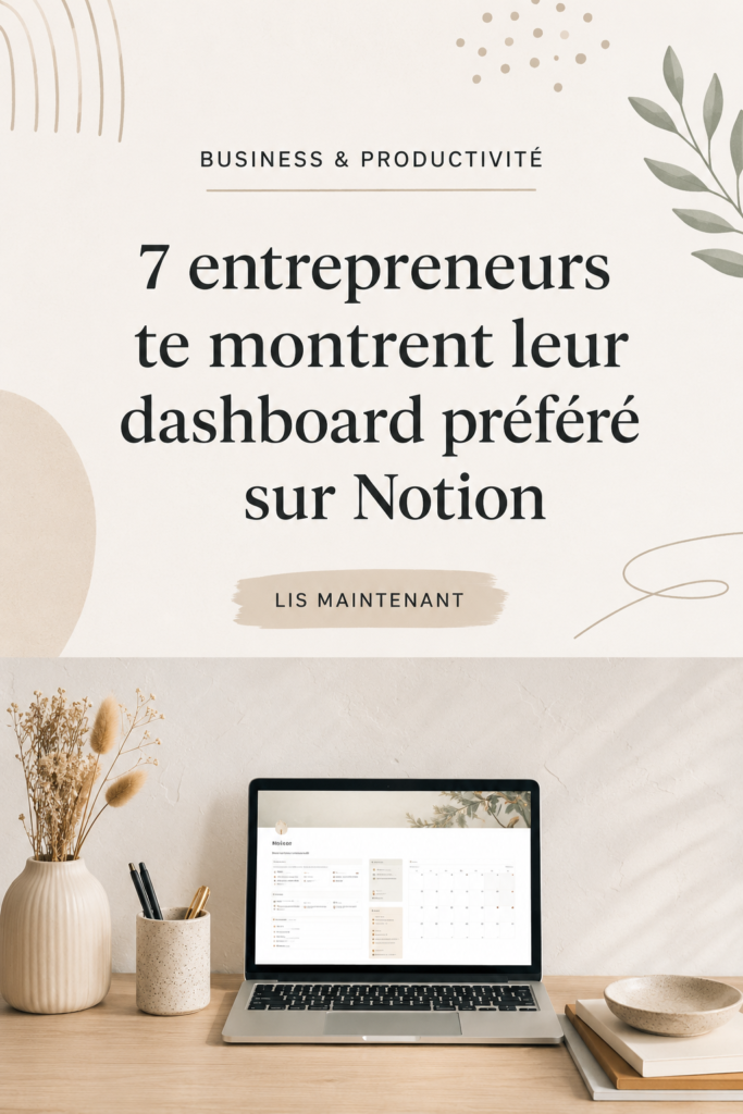 Tableau de bord Notion exemplaire d'un entrepreneur