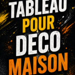 Tableau décoratif coloré accroché dans un salon moderne montrant un design contemporain.