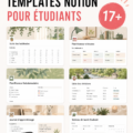 Capture d'écran d'une interface Notion avec des templates pour étudiants.