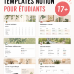 Capture d'écran d'une interface Notion avec des templates pour étudiants.