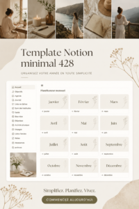 Modèle Notion minimaliste avec un design épuré.