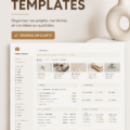 Une sélection de templates Notion colorés sur un bureau moderne