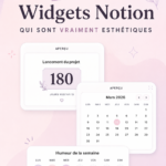 Capture d'écran d'un espace de travail Notion avec des widgets esthétiques