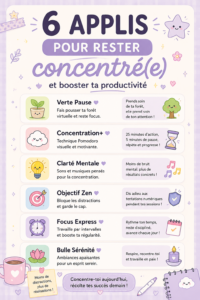 Un smartphone affichant des applications pour la productivité et la concentration