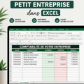 Une femme travaillant sur un ordinateur avec un tableau Excel ouvert pour la comptabilité de son commerce.
