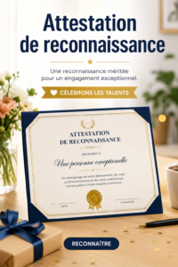 Exemple d'une attestation de reconnaissance bien rédigée, avec des sections claires et précises.