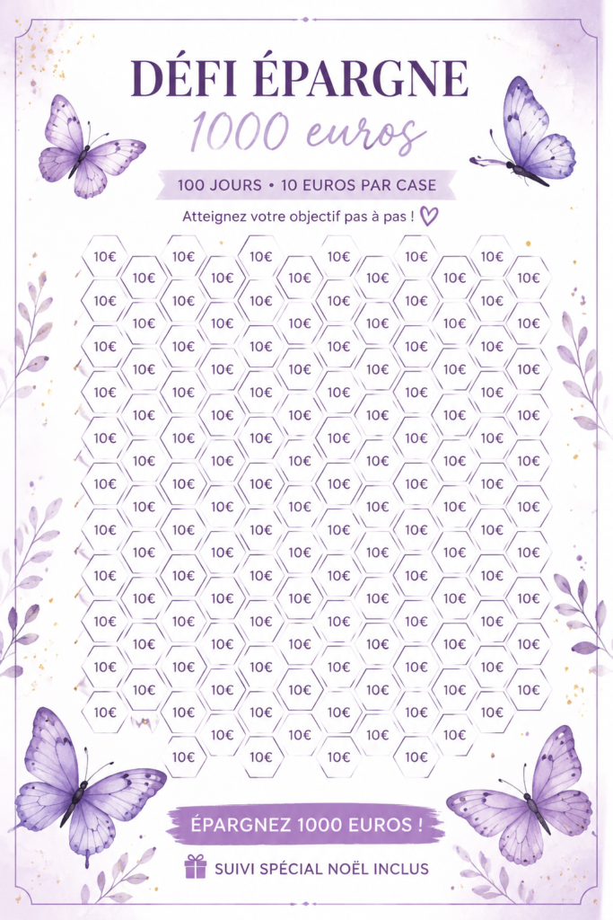 Femme souriante prenant des notes pour un défi d'épargne de Noël.