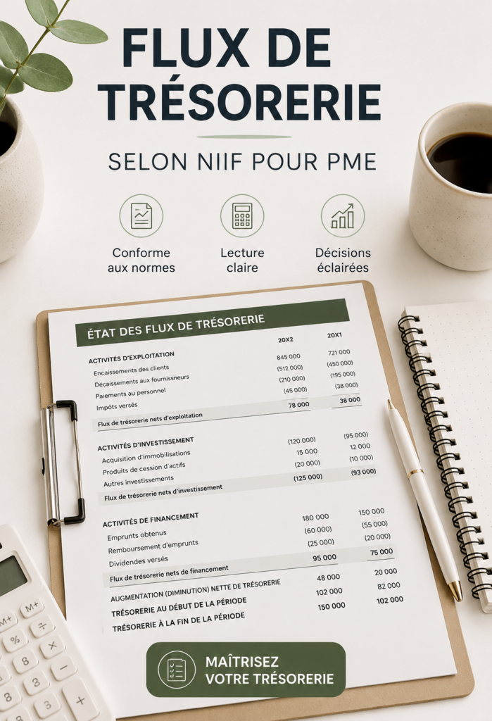 Illustration d'une PME gérant son flux de trésorerie avec la méthode indirecte.