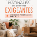 Femme heureuse pratiquant une séance de méditation matinale dans un cadre lumineux.