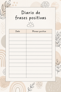 Une main écrivant des phrases positives dans un joli carnet.