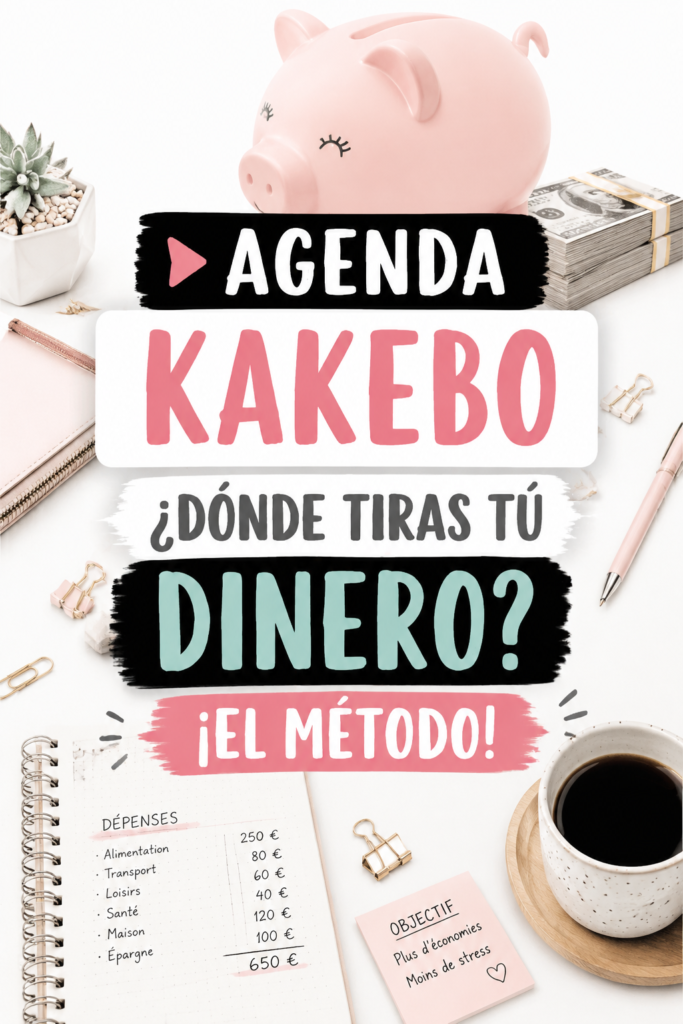 Agenda Kakebo ouvert sur une table avec des stylos.