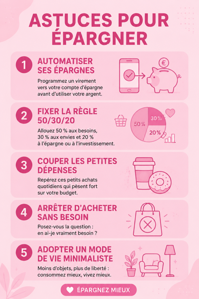 Femme souriante organisant son budget de manière minimaliste