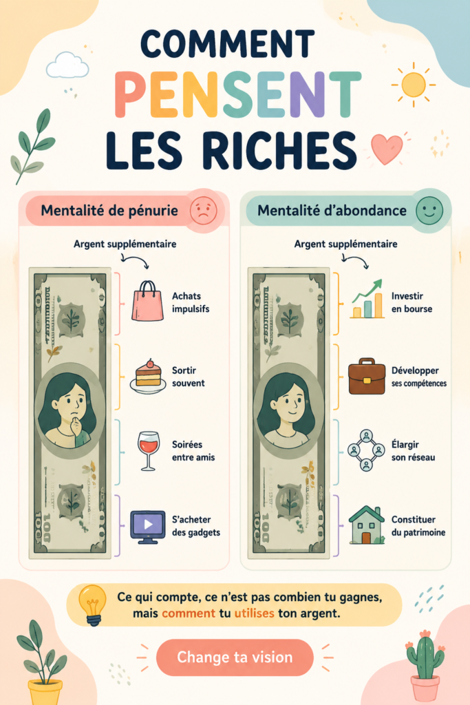 Illustration des valeurs et mentalité des personnes riches