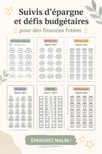 Des trackers d'économies imprimables en papier, prêts à être utilisés pour une meilleure gestion financière.
