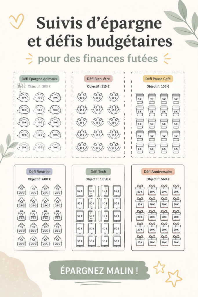 Des trackers d'économies imprimables en papier, prêts à être utilisés pour une meilleure gestion financière.