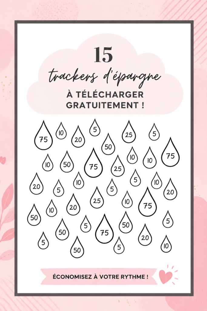 Un ensemble de trackers d'épargne imprimables gratuits sur un bureau en bois