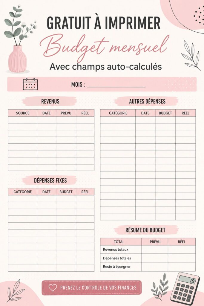 Modèle de budget mensuel pour une gestion financière simplifiée