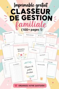 Classeur de gestion à la maison avec des imprimables colorés et organisés.