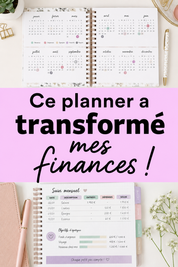 Une femme heureuse utilisant un planner pour gérer ses finances