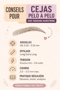 Femme souriante présentant des sourcils parfaitement épilés avec des outils adaptés.