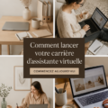 Femme travaillant comme assistante virtuelle à domicile avec un ordinateur portable.