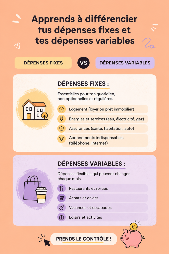 Illustration de la gestion des dépenses fixes et variables dans un budget familial.