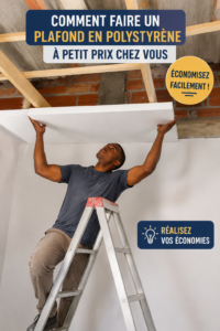 Un faux plafond en polystyrène installé dans un salon moderne.