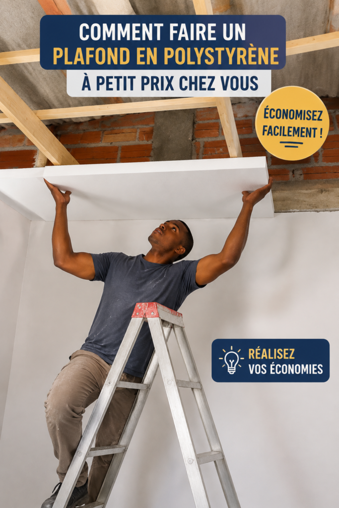 Un faux plafond en polystyrène installé dans un salon moderne.