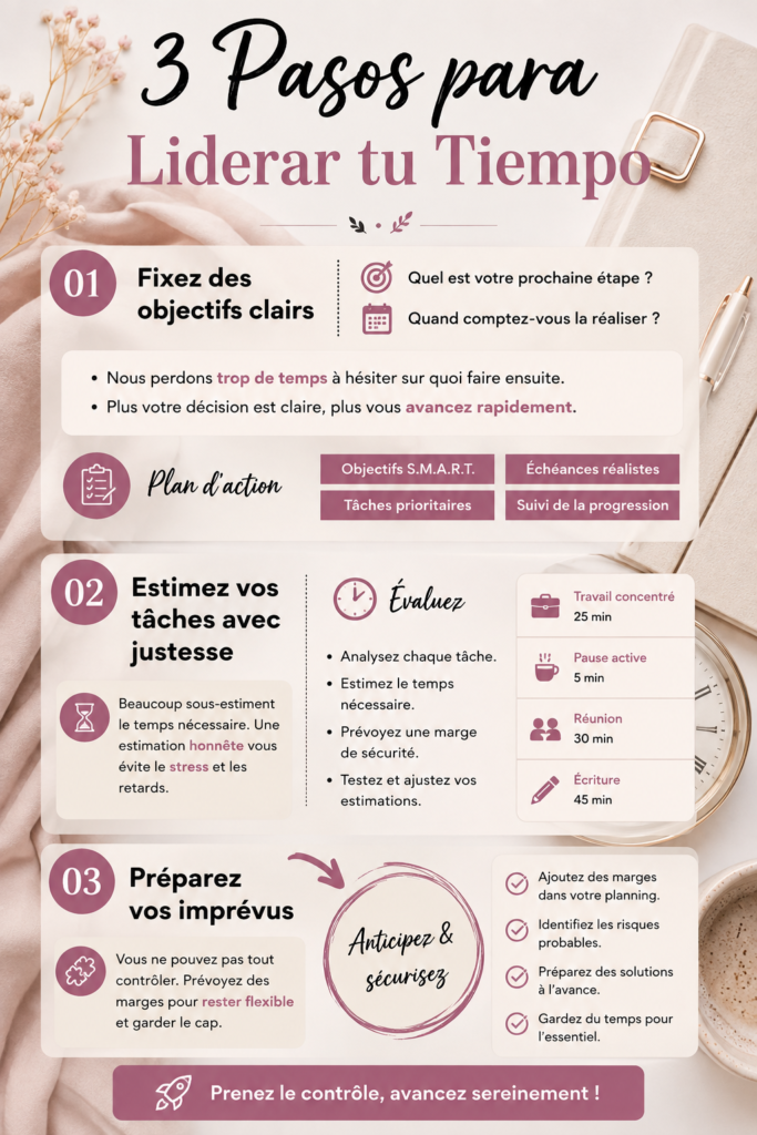 Femme utilisant un calendrier pour gérer son temps et ses priorités, illustrant la gestion efficace du temps.
