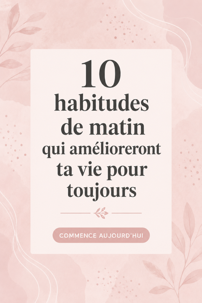 Une femme prenant un café en matinée, souriante et sereine, illustrant l'importance des habitudes matinales